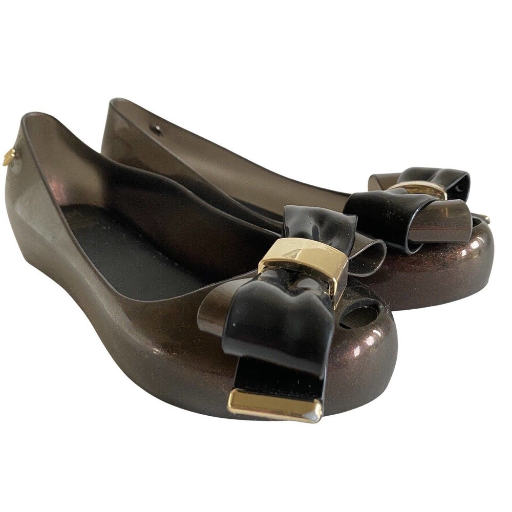 MEL Dreamed by Melissa Ultragirl Sweet XVII Black Jelly Bow Ballet Flat Girls 2